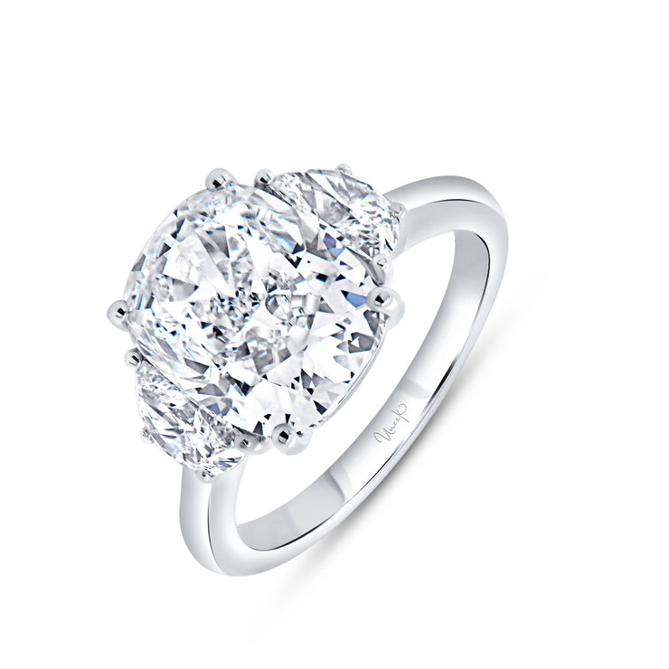Uneek Signature Collection Three-Stone Cushion Diamond Engagement Ring
