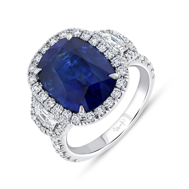 Uneek Precious-Big Colores - Center Color Stone Other Th Collection Cushion Cut Blue Sapphire Ring