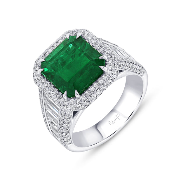 Uneek Precious Collection Cushion Cut Emerald Fashion Ring