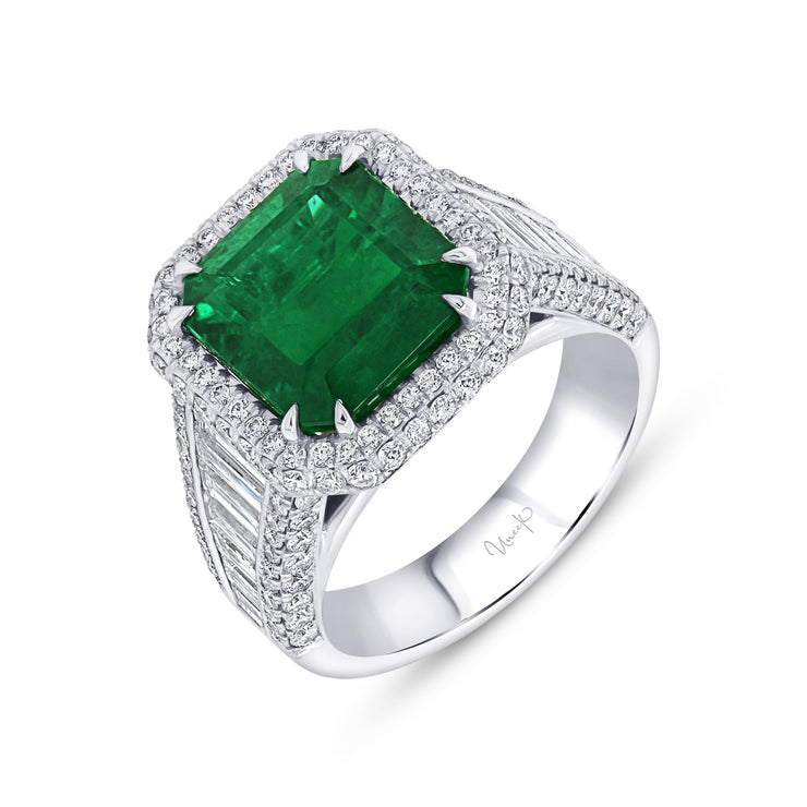 Uneek Precious Collection Cushion Cut Emerald Fashion Ring