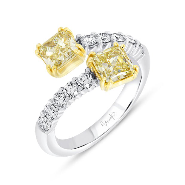 Uneek Natureal Collection Bypass Fancy Yellow Diamond Fashion Ring
