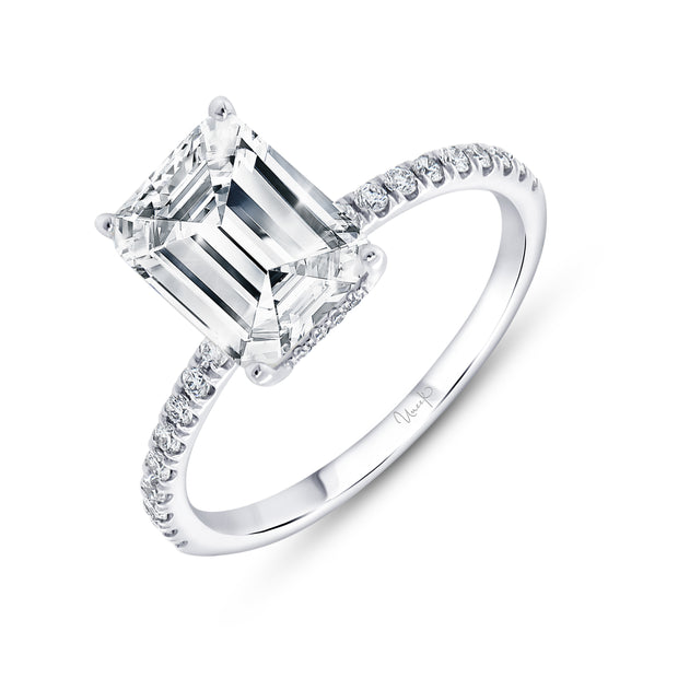 Uneek Timeless Collection Under-Halo Emerald Cut Engagement Ring