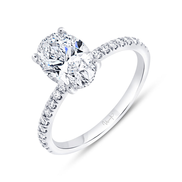 Uneek Signature Collection Under-Halo Oval Shaped Diamond Engagement Ring