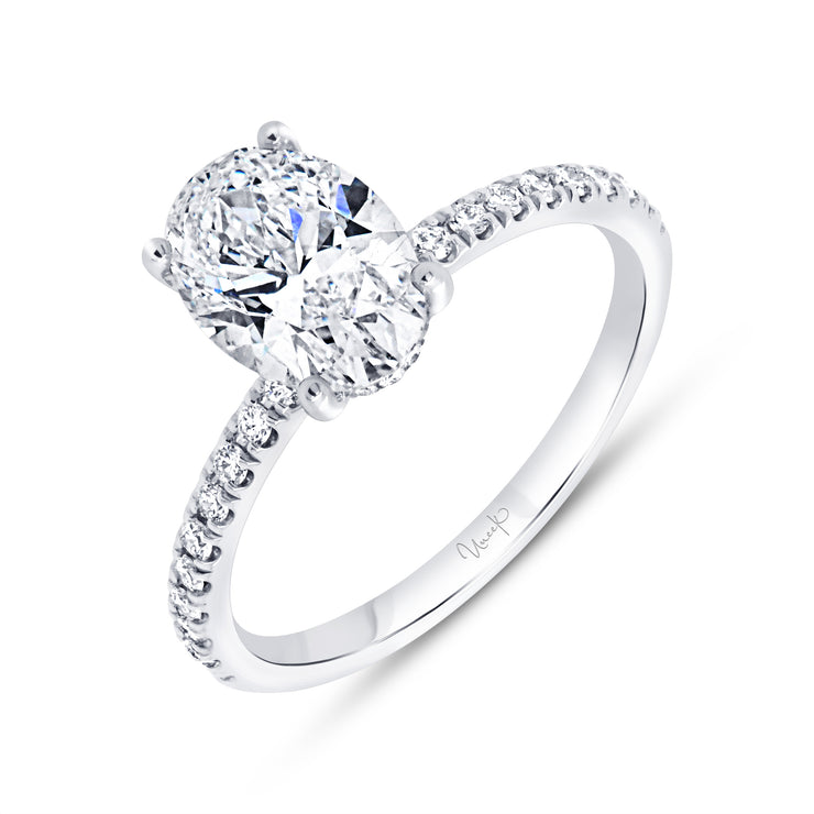 Uneek Signature Collection Under-Halo Oval Diamond Engagement Ring