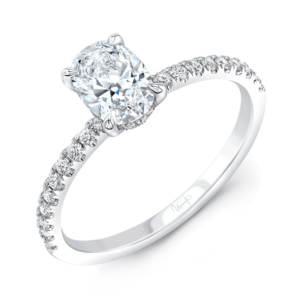 Uneek Timeless Collection Under-Halo Oval Shaped Engagement Ring