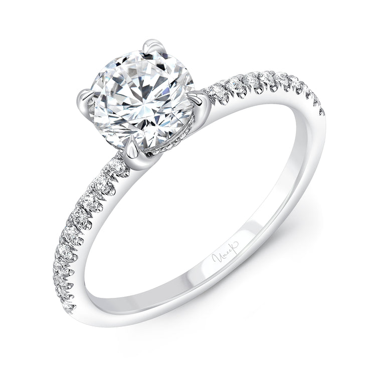 Uneek Timeless Collection Under-Halo Round Engagement Ring