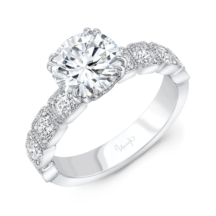 Uneek Timeless Collection Under-Halo Round Engagement Ring