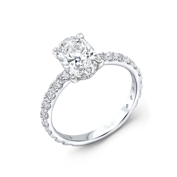 Uneek Timeless Collection Under-Halo Oval Shaped Engagement Ring
