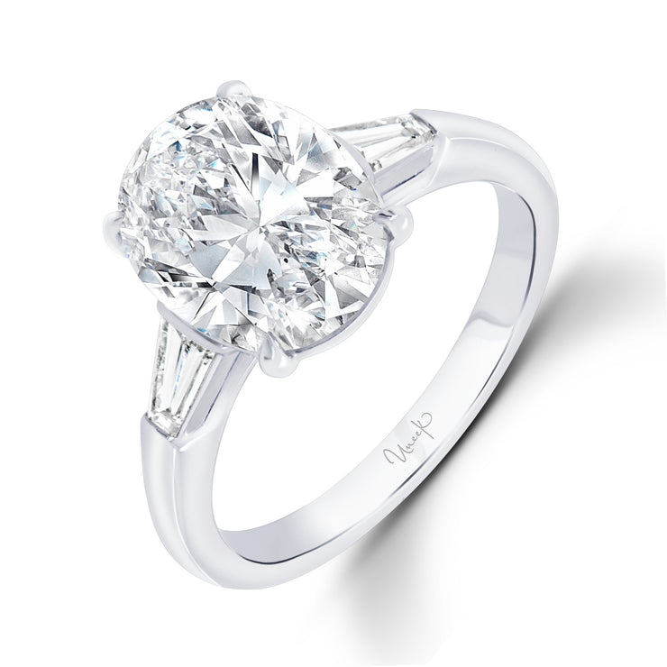 Uneek Timeless Collection Three-Stone Oval Shaped Engagement Ring