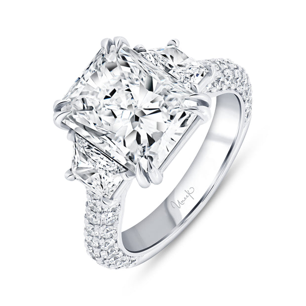 Uneek Signature Collection Three-Stone Radiant Diamond Engagement Ring