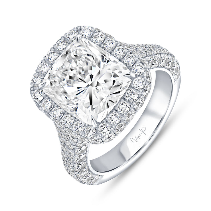Uneek Signature Collection Halo Cushion Diamond Engagement Ring