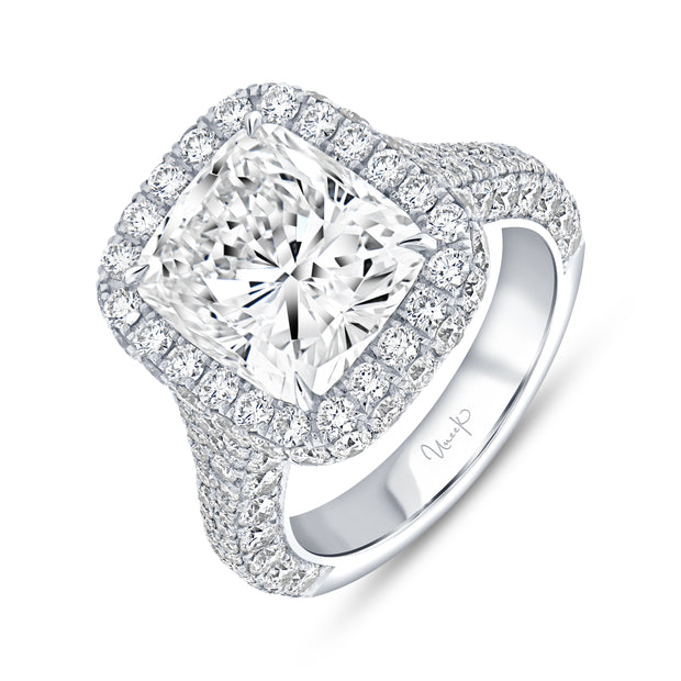 Uneek Signature Collection Halo Cushion Cut Diamond Engagement Ring
