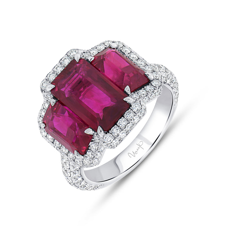 Uneek Precious Collection Halo Ruby Engagement Ring
