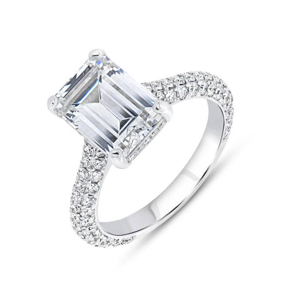 Uneek Signature Collection 3-Sided Emerald Cut Diamond Engagement Ring