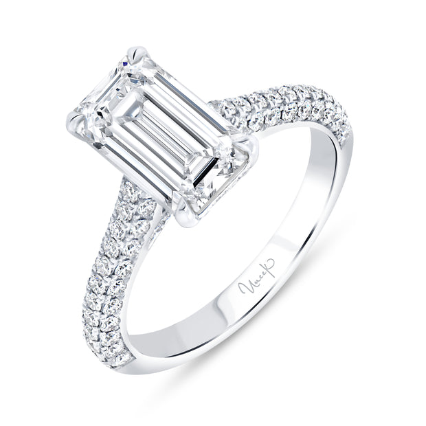 Uneek Signature Collection Straight Emerald Cut Diamond Engagement Ring