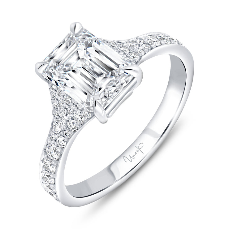 Uneek Signature Collection Cathedral Emerald Diamond Engagement Ring