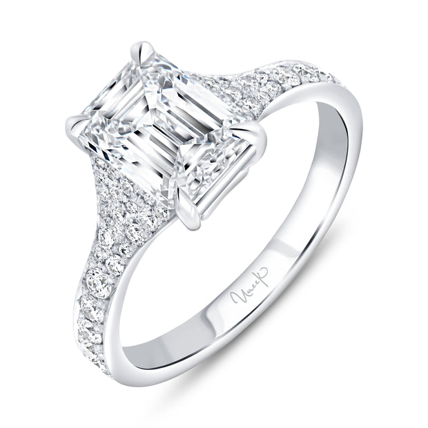 Uneek Signature Collection Cathedral Emerald Cut Diamond Engagement Ring