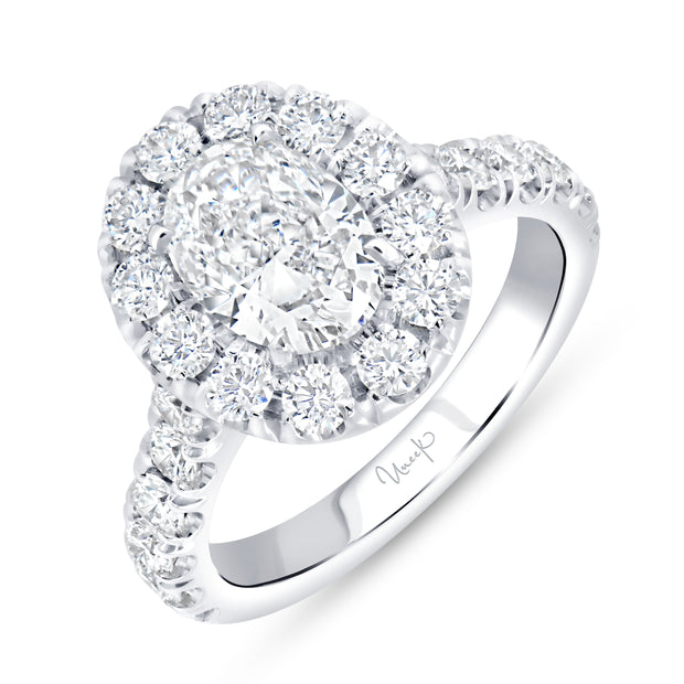 Uneek Signature Collection Halo Oval Diamond Engagement Ring