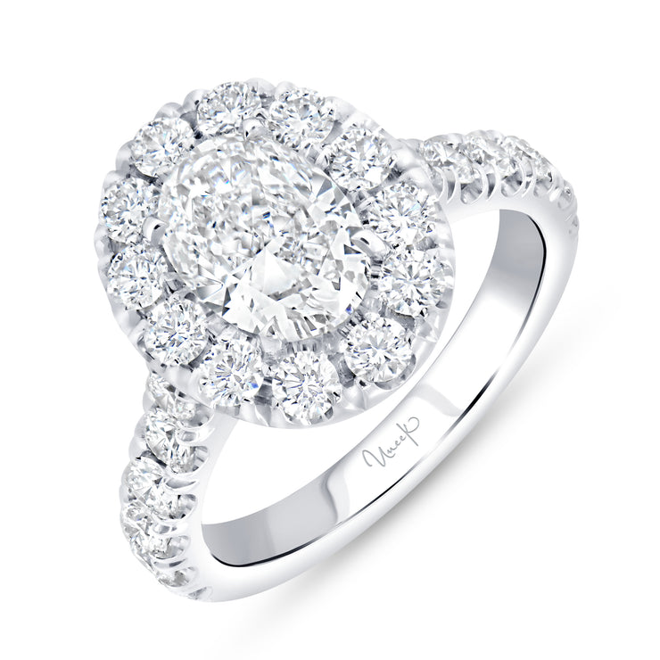 Uneek Signature Collection Halo Oval Diamond Engagement Ring