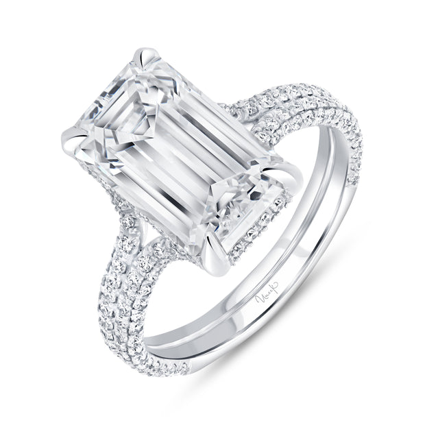 Uneek Signature Collection Split Emerald Cut Diamond Engagement Ring