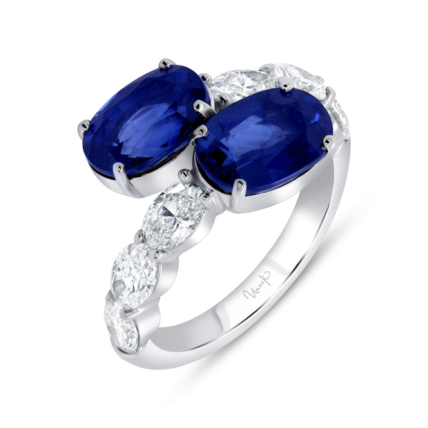 Uneek Precious Collection Bypass Oval Blue Sapphire Fashion Ring