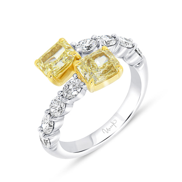 Uneek Natureal Collection Bypass Fancy Yellow Diamond Fashion Ring