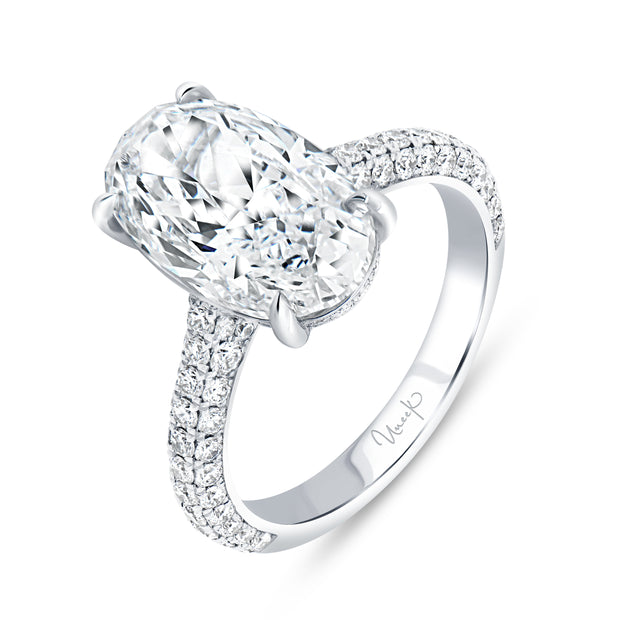 Uneek Signature Collection 3-Sided Oval Diamond Engagement Ring