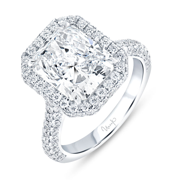 Uneek Signature Collection Halo Radiant Diamond Engagement Ring