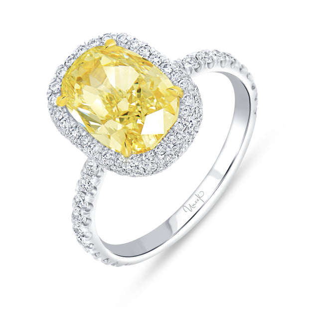 Uneek Natureal Collection Halo Cushion Cut Diamond Engagement Ring