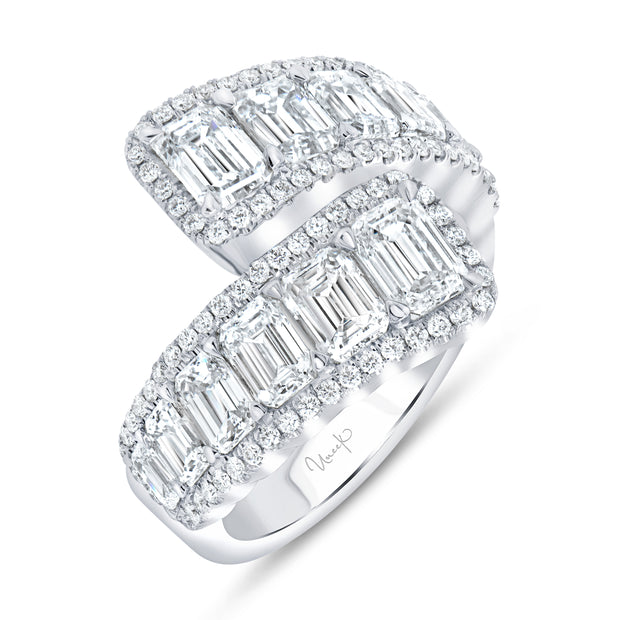 Uneek Signature Collection Bypass Emerald Cut Diamond Anniversary Ring