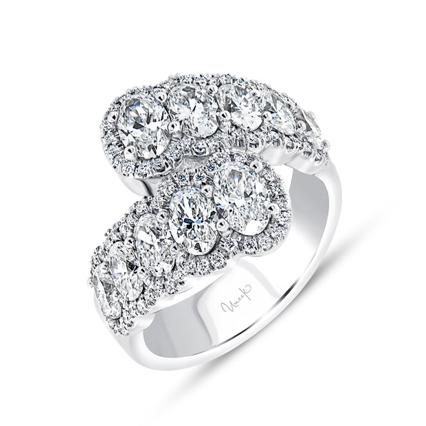 Uneek Signature Collection Bypass Oval Shaped Diamond Anniversary Ring