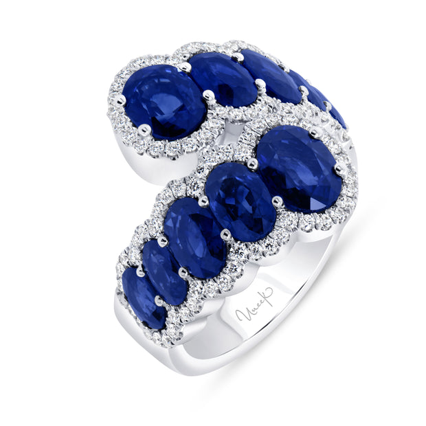 Uneek Precious Collection Bypass Oval Blue Sapphire Fashion Ring