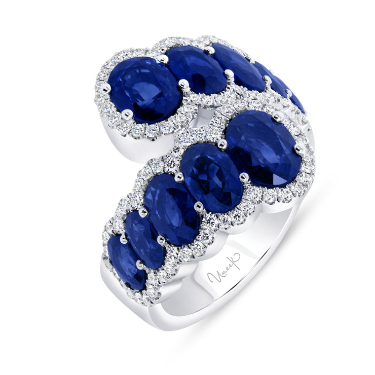 Uneek Precious Collection Bypass Oval Blue Sapphire Fashion Ring