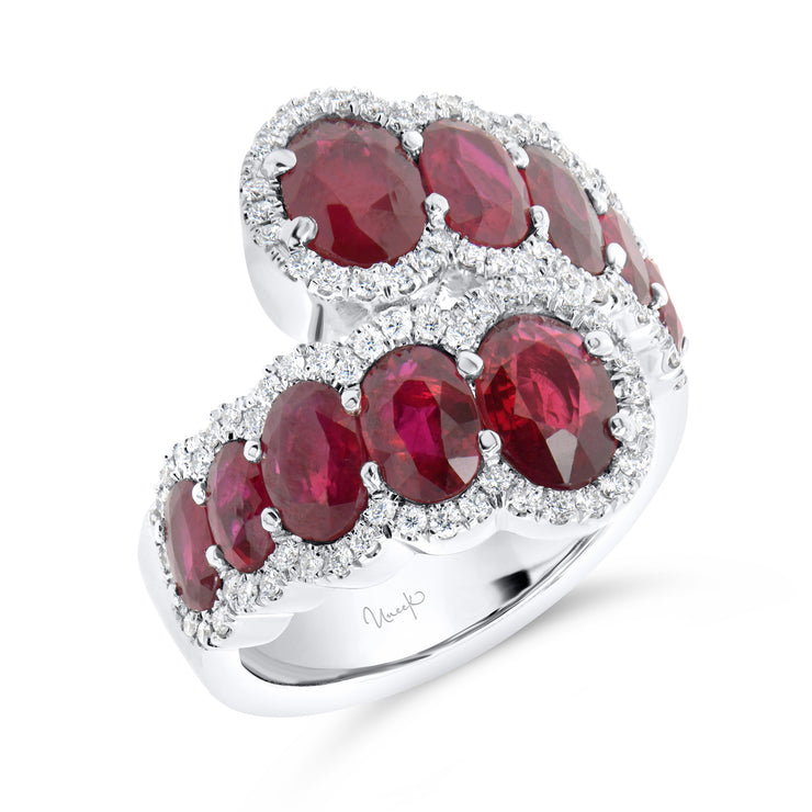 Uneek Precious Collection Bypass Oval Ruby Fashion Ring