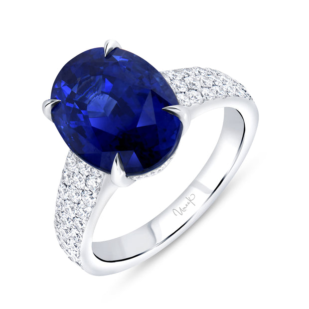 Uneek Precious Collection Tapered Oval Shaped Tanzanite Engagement Ring