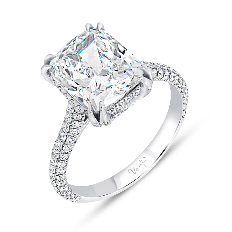 Uneek Signature Collection Halo Cushion Cut Diamond Engagement Ring