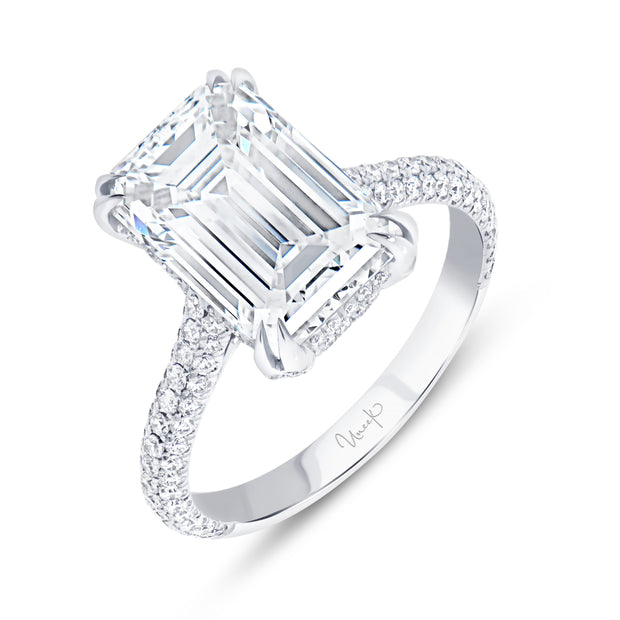 Uneek Signature Collection 3-Sided Emerald Cut Diamond Engagement Ring