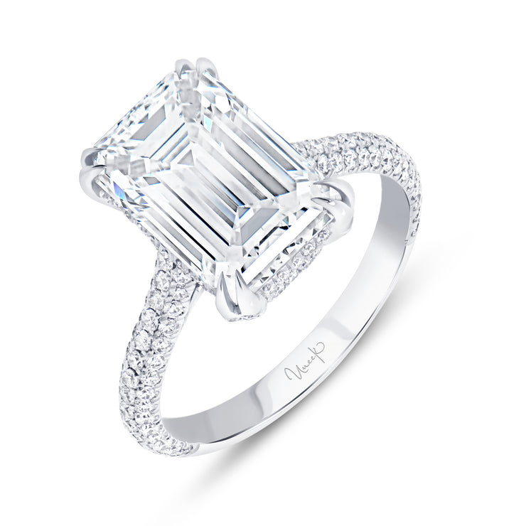Uneek Signature Collection 3-Sided Emerald Diamond Engagement Ring