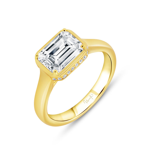 Uneek Alexandria Collection Bezel Emerald Cut Engagement Ring