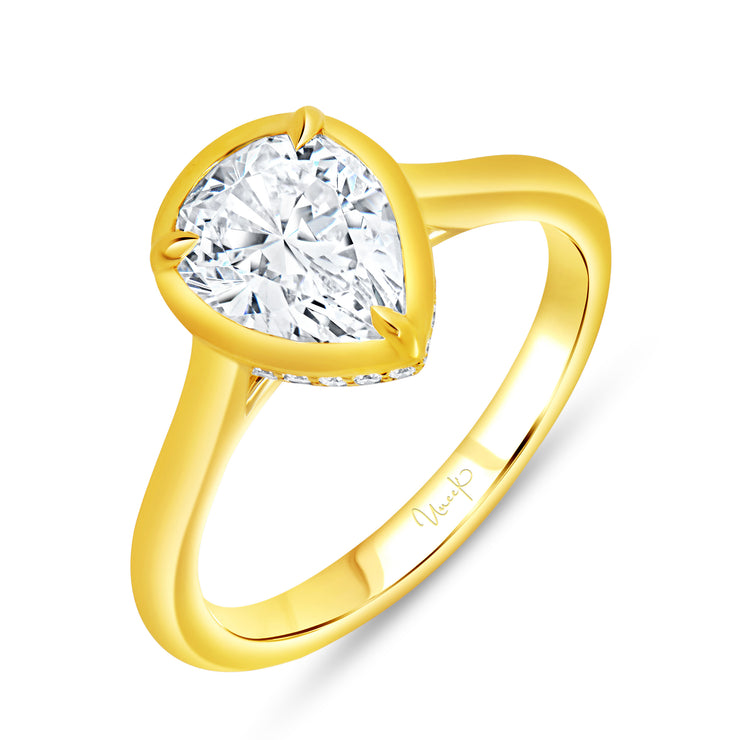Uneek Alexandria Collection Bezel Pear Engagement Ring