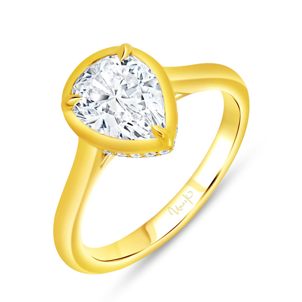 Uneek Alexandria Collection Bezel Pear Engagement Ring