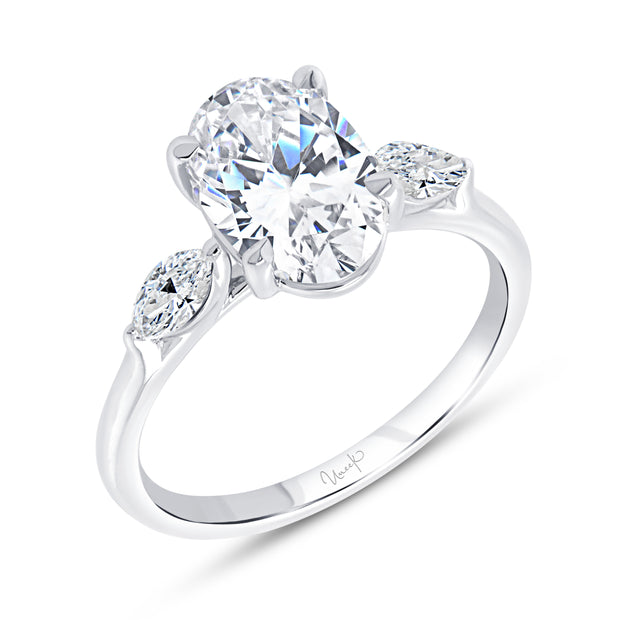 Uneek Timeless Collection Three-Stone Oval Engagement Ring