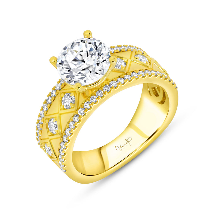 Uneek Alexandria Collection Solitaire Round Engagement Ring