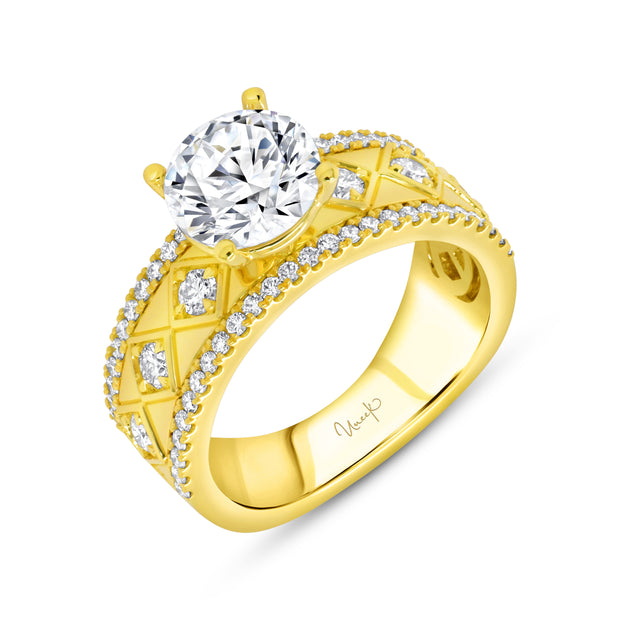 Uneek Alexandria Collection Solitaire Round Engagement Ring