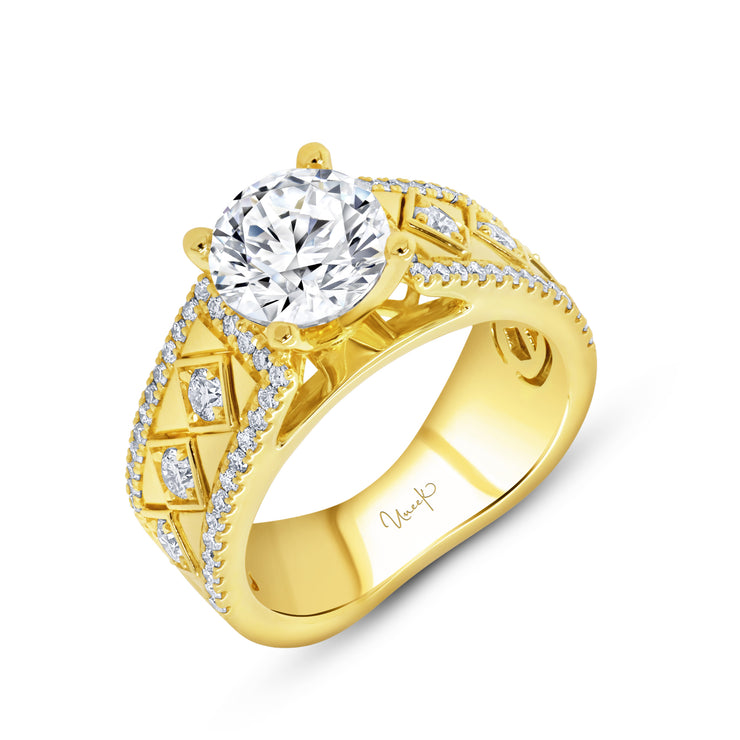 Uneek Alexandria Collection Solitaire Round Engagement Ring