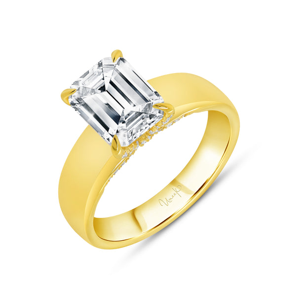 Uneek Timeless Collection Emerald Cut Diamond Engagement Ring