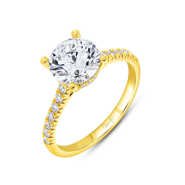 Uneek Timeless Collection Under-Halo Round Diamond Engagement Ring