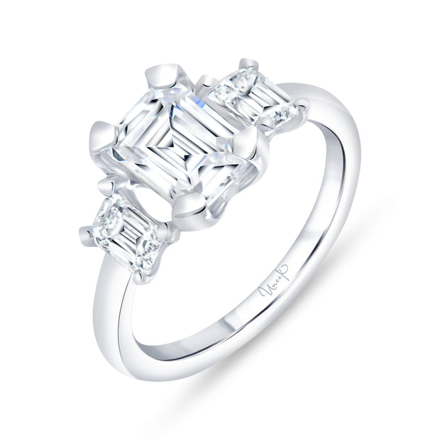 Uneek Alexandria Collection Three-Stone Emerald Engagement Ring