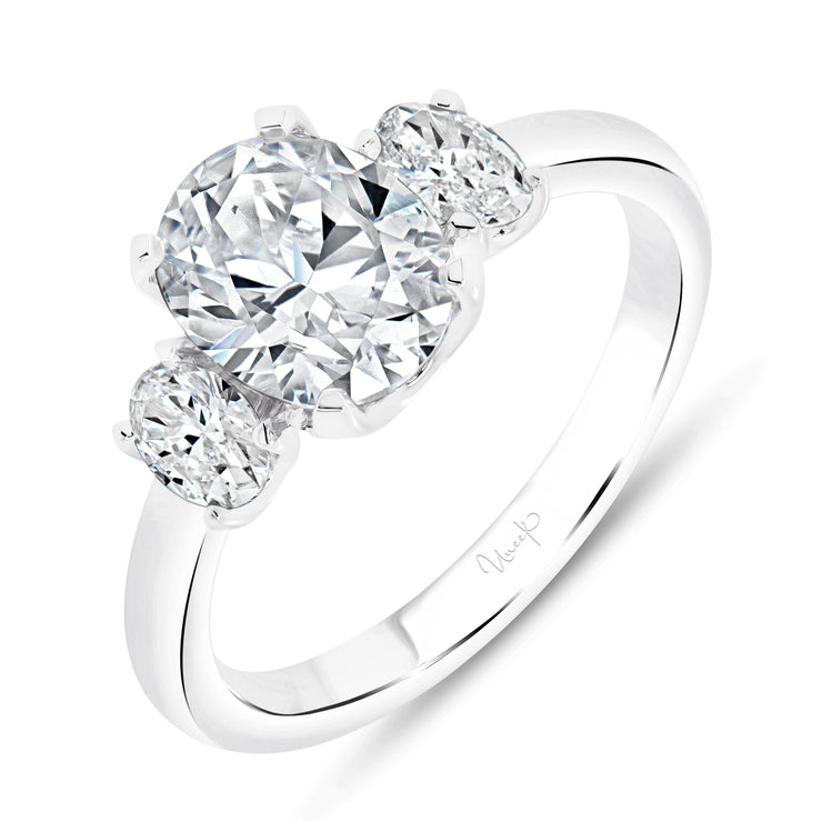 Uneek Alexandria Collection Three-Stone Oval Engagement Ring