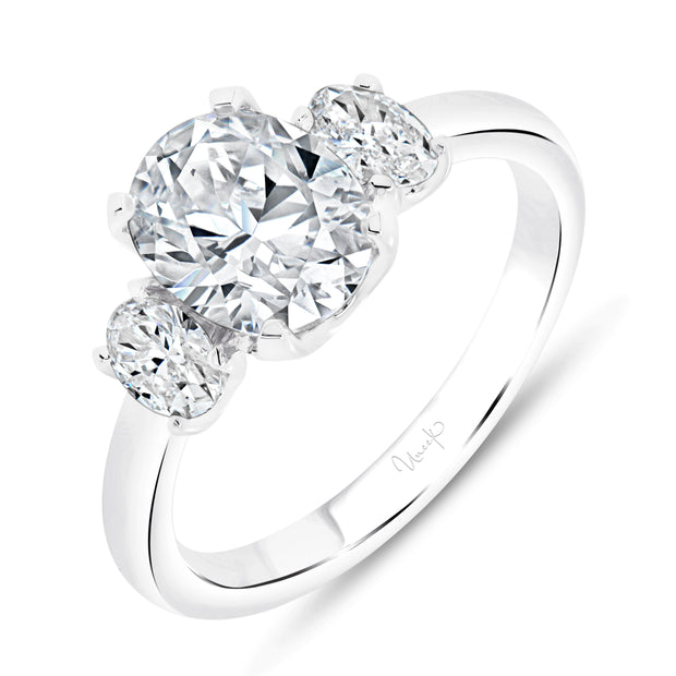 Uneek Alexandria Collection Three-Stone Oval Shaped Engagement Ring